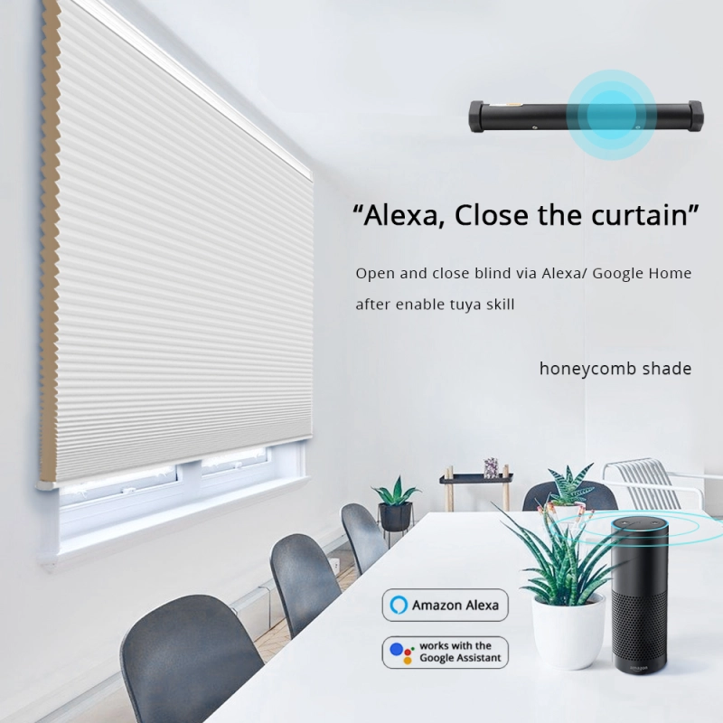 Zemismart Light Filtering Cellular Shades with Wired Motor,  Tuya Zigbee Electric Honeycomb Blind Engine ,Smart Life Alexa Google Home Control