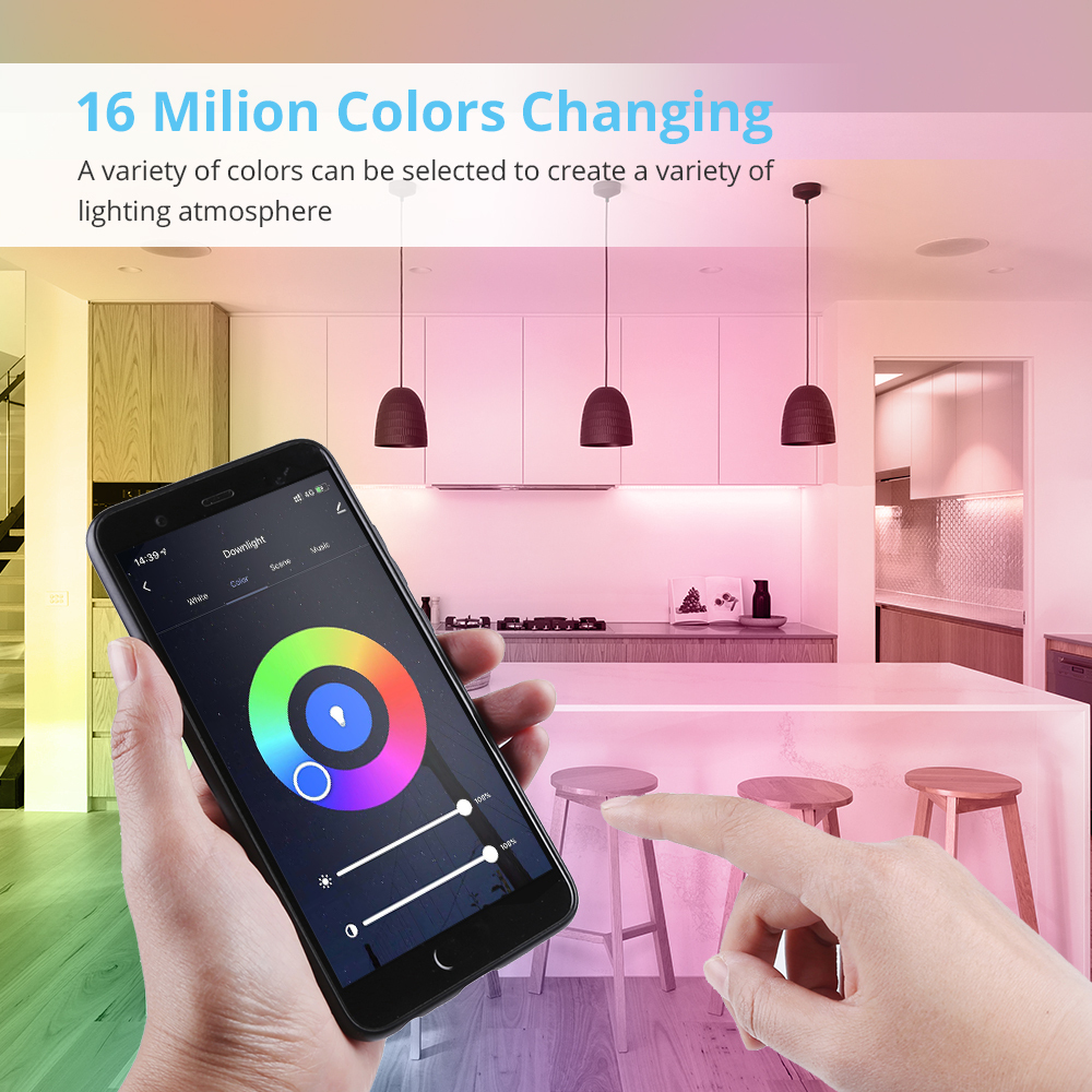 Zemismart Tuya WiFi LED Surface Mounted Light Dimmable Downlight for Ceiling 9W RGBCW NO Hole Round Spotlight Alexa Google Home