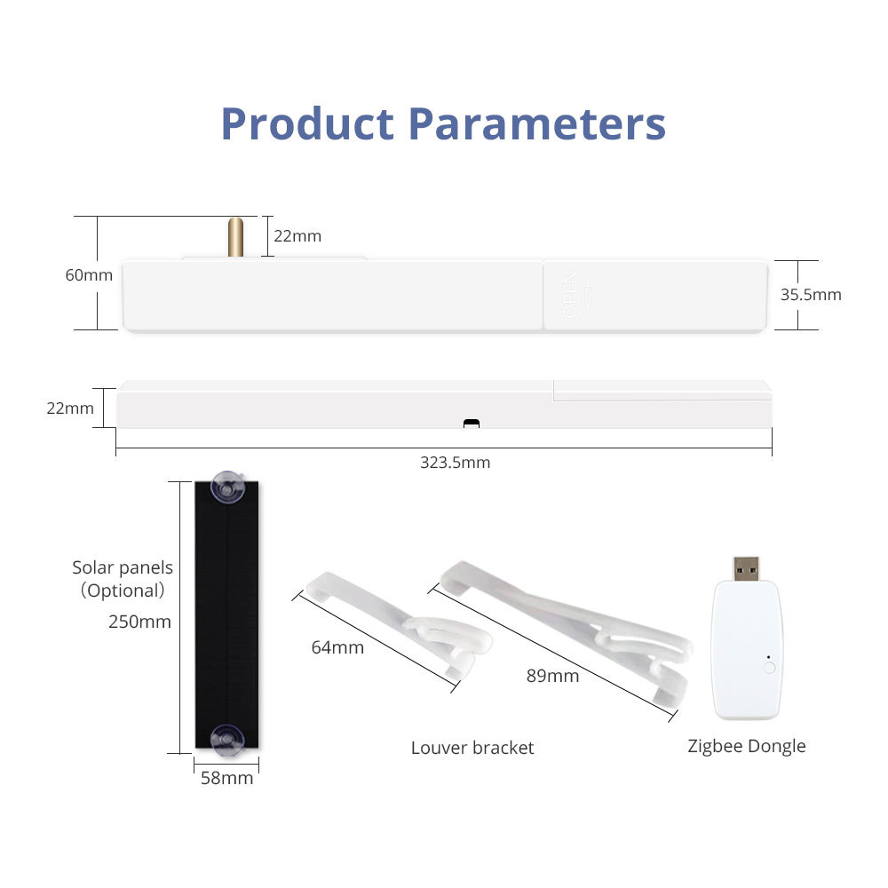 Zemismart Tuya Zigbee Smart Dimmable Curtain Driver with Solar Panel for Window Shutters Blinds Shade Motor Alexa Google Home