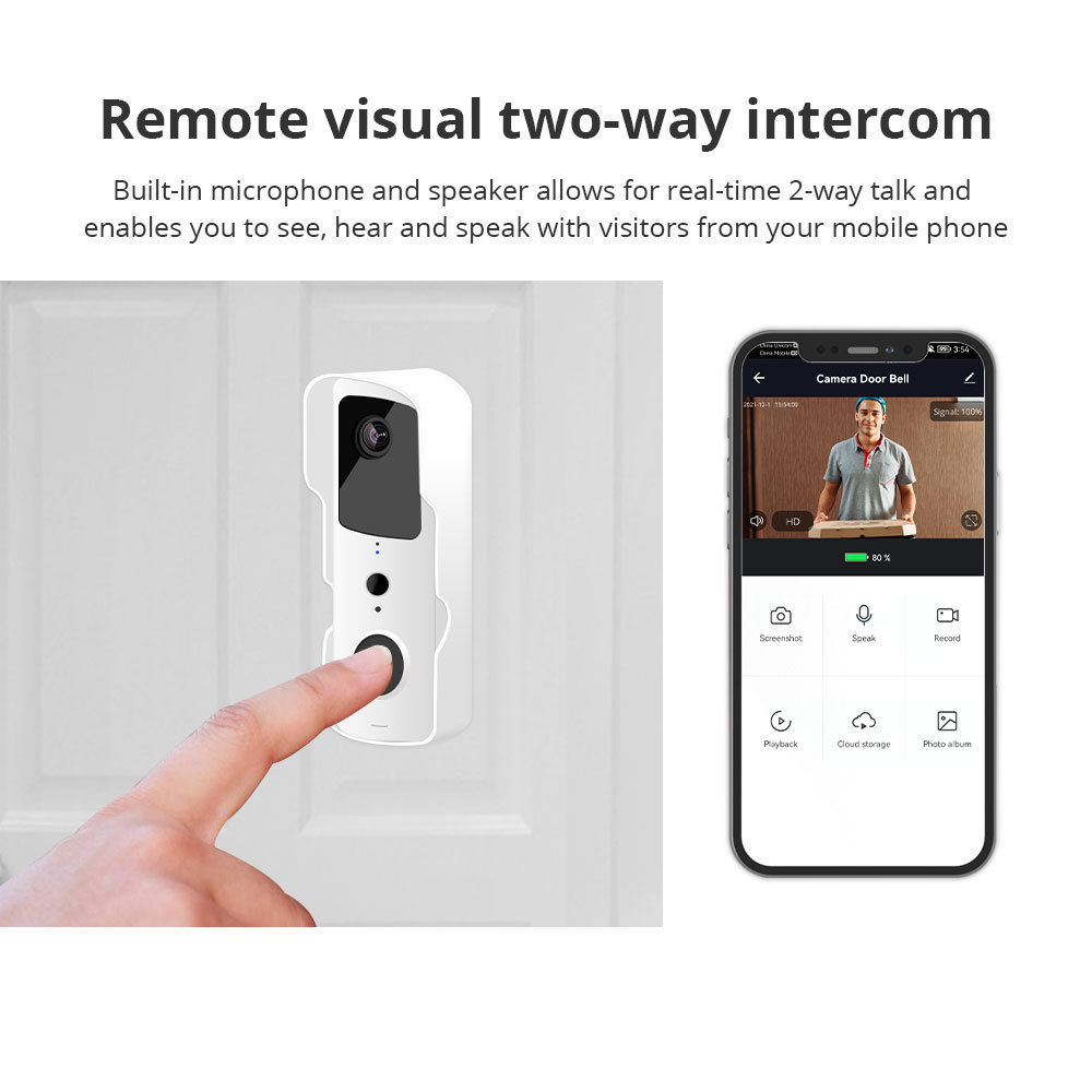 Zemismart WiFi Smart Waterproof Video Doorbell 1080P PIR Security Camera Real Time Monitor works with Tuya Alexa Google Home Voice Control
