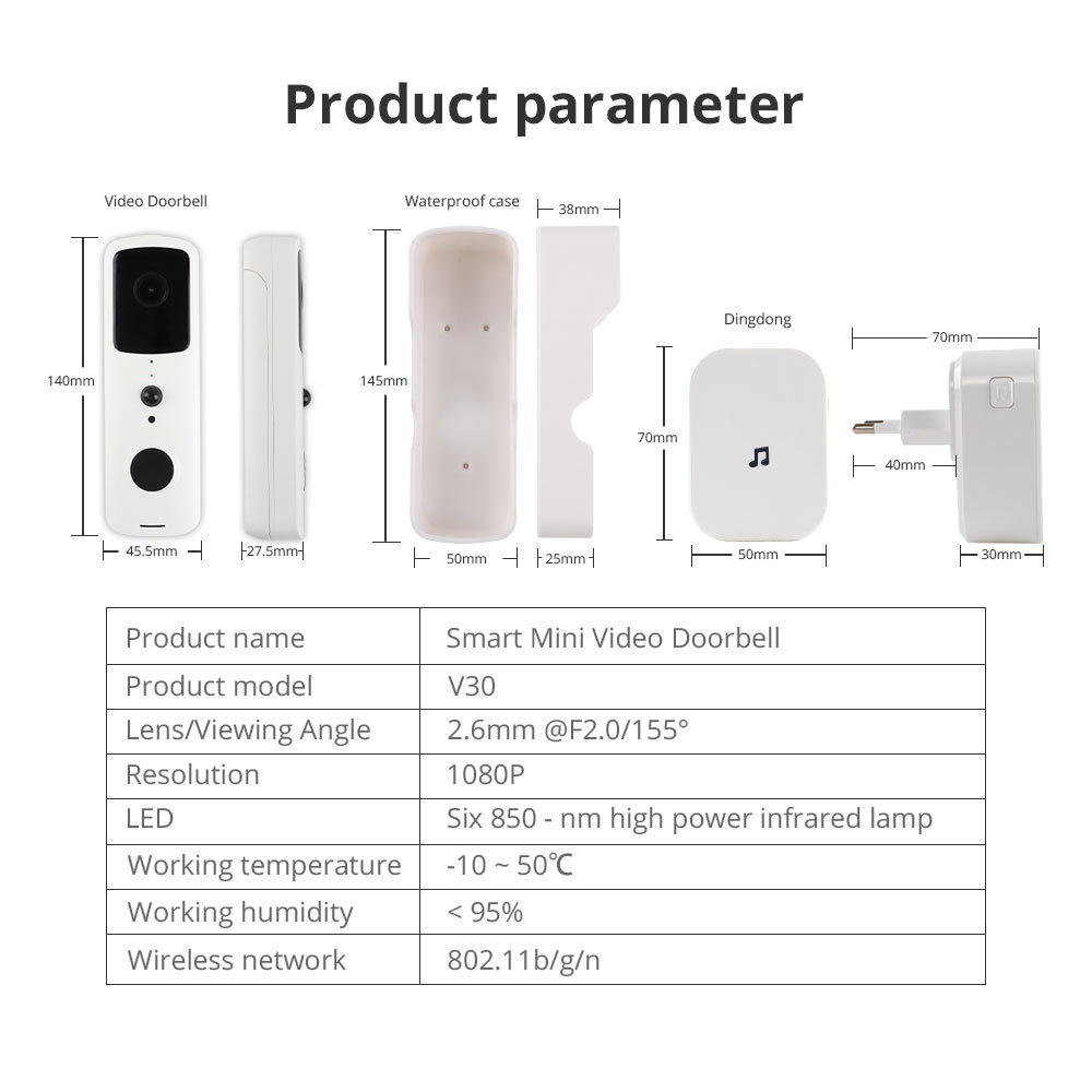 Zemismart WiFi Smart Waterproof Video Doorbell 1080P PIR Security Camera Real Time Monitor works with Tuya Alexa Google Home Voice Control