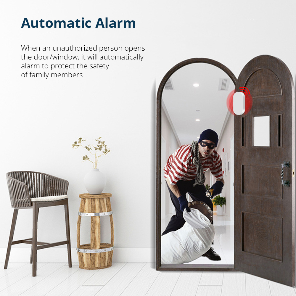 Zemismart TuyaZigbee 3.0 Smart Door Sensor Security Equipment Door Window Detectors Real Time Alarm Compatible works With Tuya Alexa Google Home