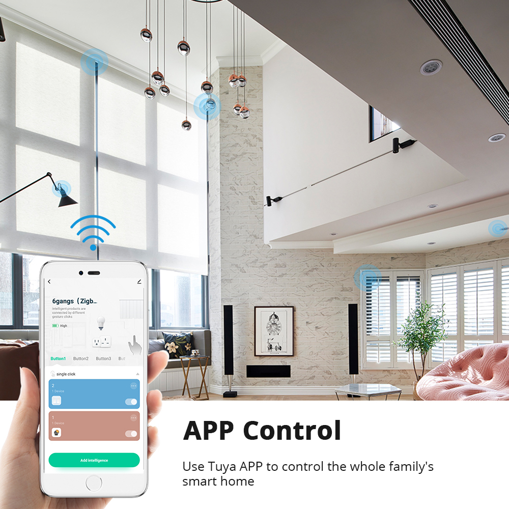 Zemismart 6 channels Wireless Remote Control Zigbee Scene Switch Control Tuya Switch Light Curtain Motor