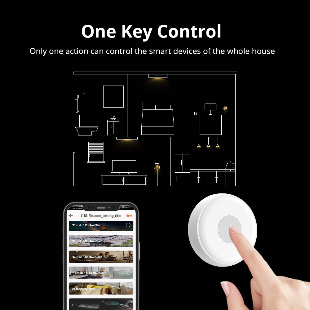Zemismart Zigbee Wireless Switch Mini Scene Button One Key Control Home Automation Battery Powered works with Tuya Smart Life App Control