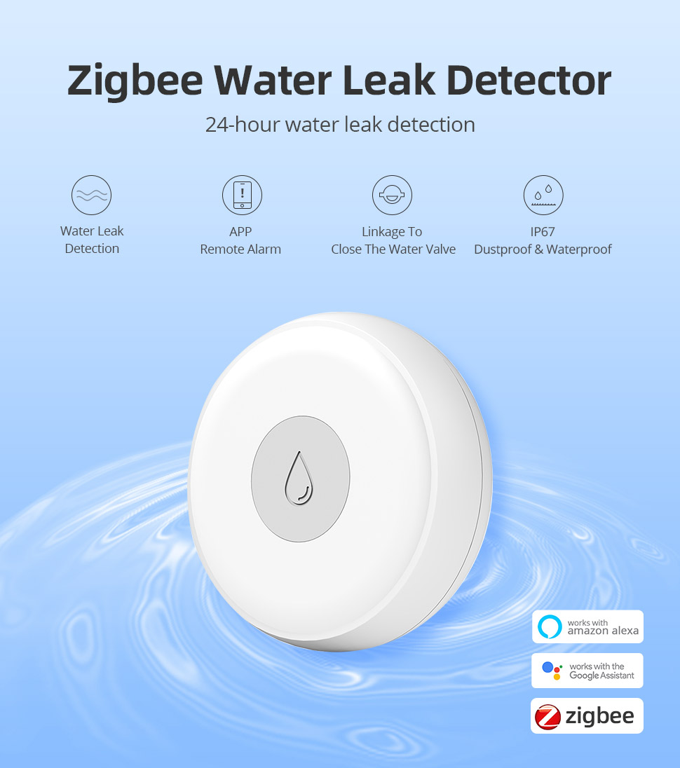 Aqara Water Leak Sensor SONOFF Zigbee Water Leak Sensor 2-Pack - Wireless Flood Detector For Smart Homes (10ft Cable, 5-Year Battery) Smart Leak Sensor