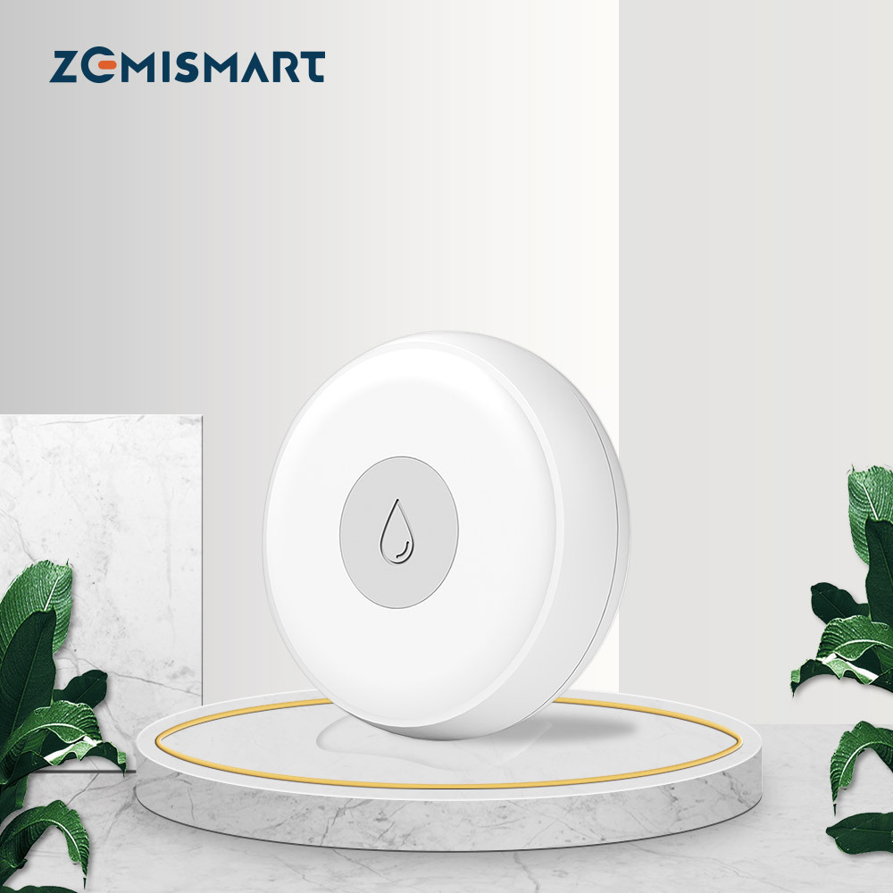 Zemismart Zigbee Water Leak Detector Smart Home Overflow Security Alarm Flood Leakage Sensor Work with Tuya HomeKit via ZMHK-01