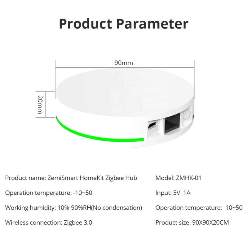Zemismart Zigbee Hub work with HomeKit， ZMHK-01 Smart Home Bridge，Zigbee Smart Home control curtain, light, switch, sensor