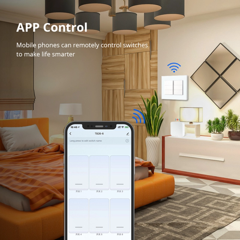 Zemismart 6 Gangs Zigbee Wall Light Switch Smart Push Button Interrupter with Neutral works with Tuya Alexa Google Home Control Timer