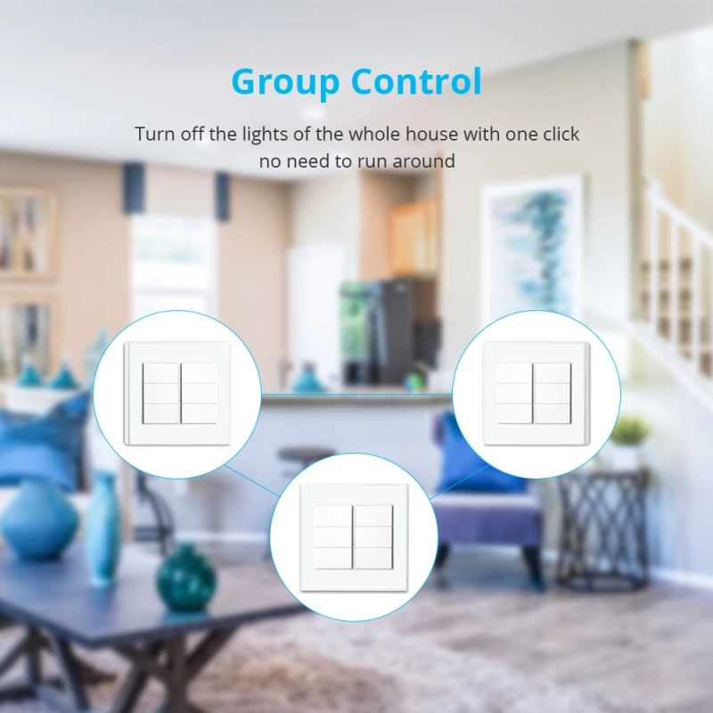 Zemismart 6 Gangs Zigbee Wall Light Switch Smart Push Button Interrupter with Neutral works with Tuya Alexa Google Home Control Timer