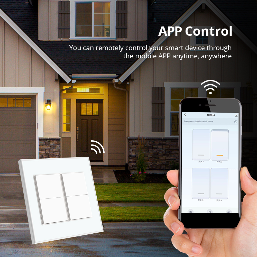Zemismart Zigbee 4 Gangs Smart Wall Light Switch Neutral Required Push Button Interrupter works with Tuya Alexa Google Home Voice Control Pre-sale