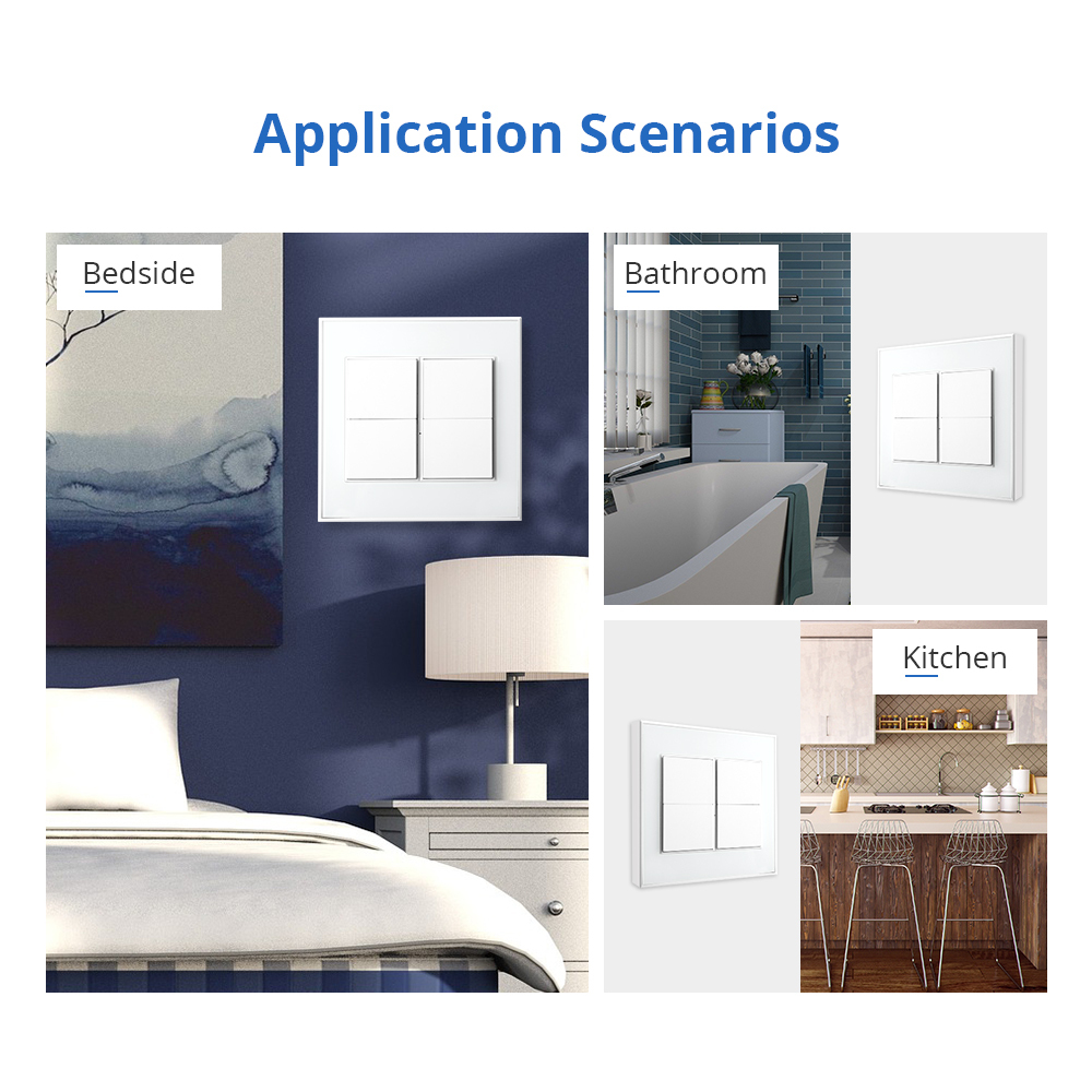 Zemismart Zigbee 4 Gangs Smart Wall Light Switch Neutral Required Push Button Interrupter works with Tuya Alexa Google Home Voice Control Pre-sale