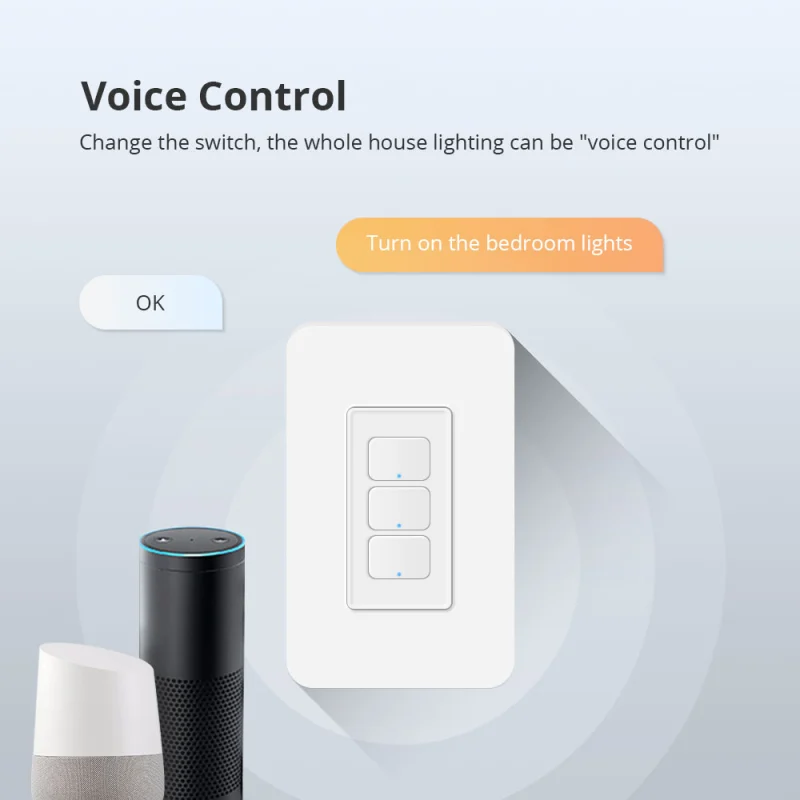 ZemismartZigbee Neutral Wall Light Switch works with Tuya HomeKit Siri Alexa Google Home Control Neutral Required Zemismart US Push Button Switch