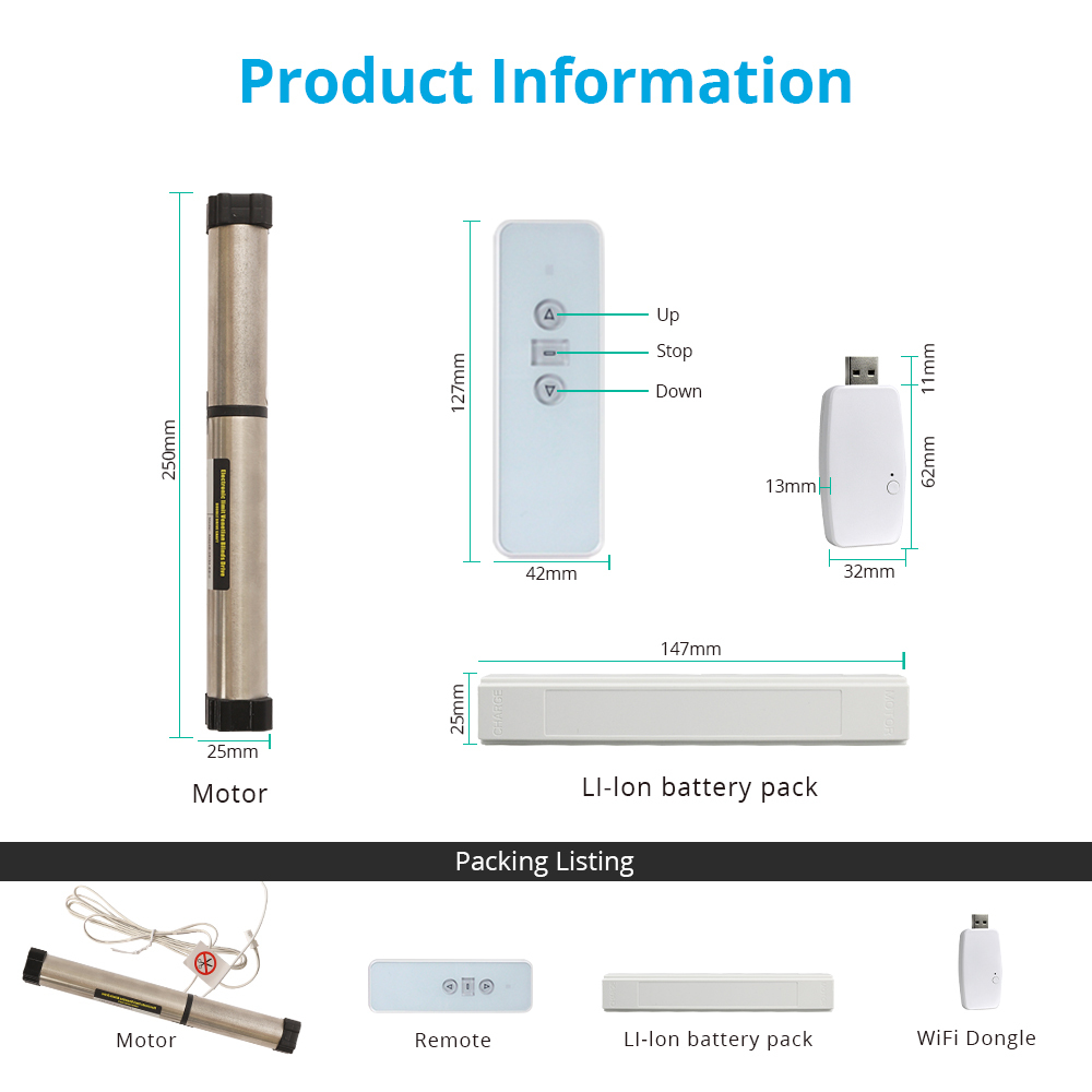 Zemismart Tuya WiFi Venetian Blind Motor Smart Rechargable Motorized Curtain RF Control Timer Alexa Google Home Voice Contro