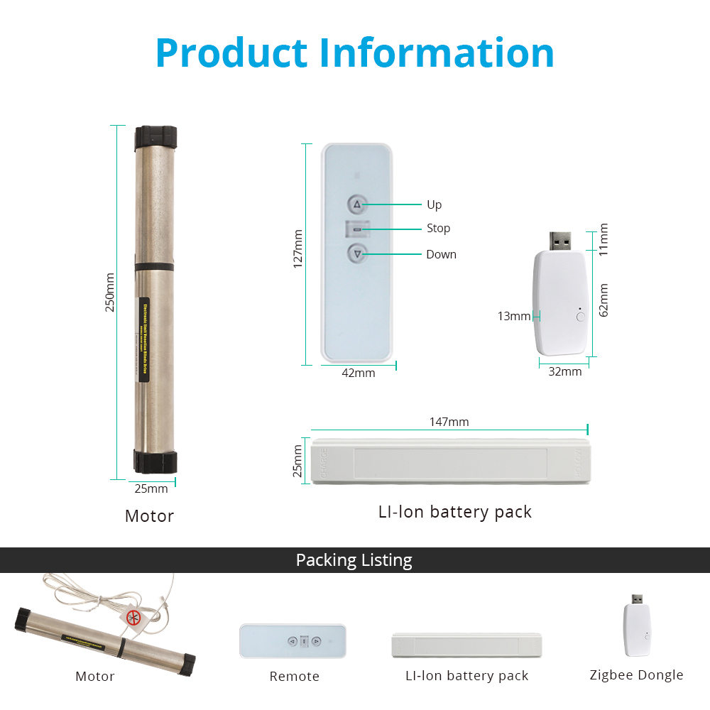 Zemismart Tuya Zigbee Electric Blind Motor with Battery For Aluminum Blinds  App Voice RF Control Motorized Shutter Engine
