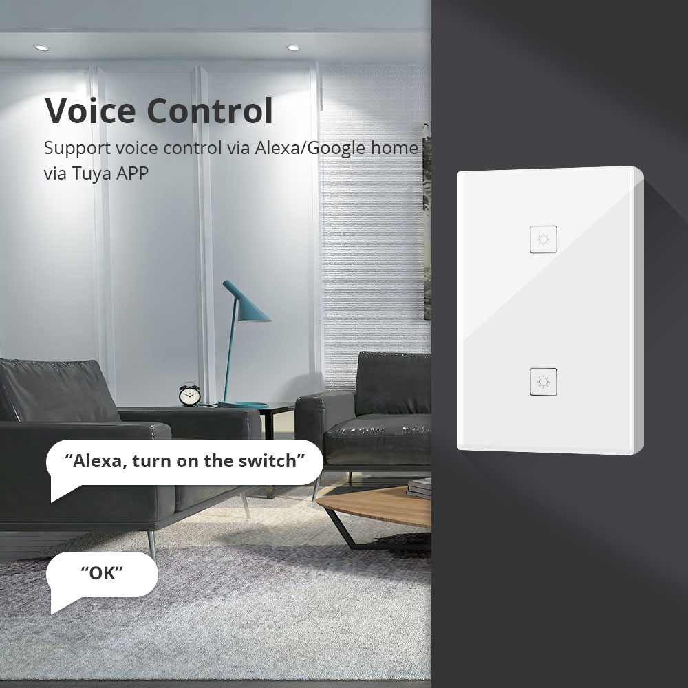 Zigbee 2 Gangs Wall Light Switch Work With Amazon Alexa