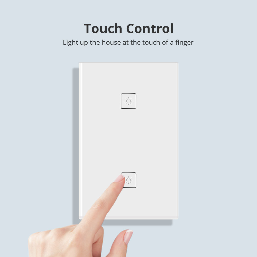 Zigbee 2 Gangs Wall Light Switch Work With Amazon Alexa Google Home via SmartThings Bridge APP Phone Voice Control