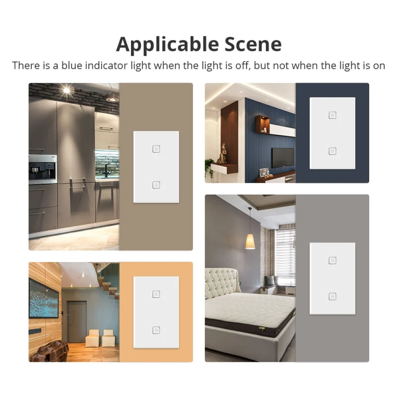 Zigbee 2 Gangs Wall Light Switch Work With Amazon Alexa Google Home via SmartThings Bridge APP Phone Voice Control