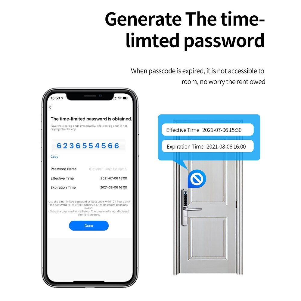 Zemismart WiFi Smart Fingerprint Door Lock IP64 Outdoor Home Security Lock Password IC Cards Key Required App Unlock works with Tuya