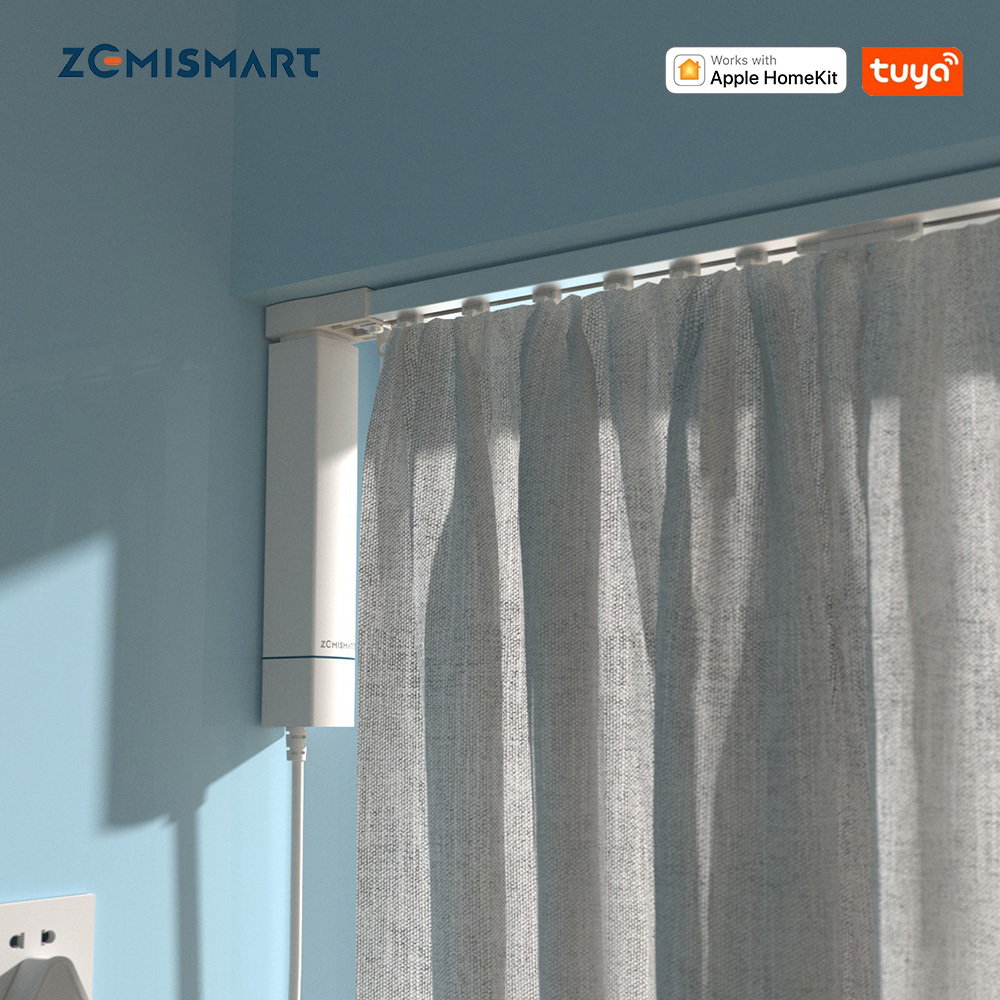 Zemismart Wifi HomeKit Smart Curtain Motor with Track Work with HomePod mini Tuya Alexa Google Assistant Voice Remote Timer Control