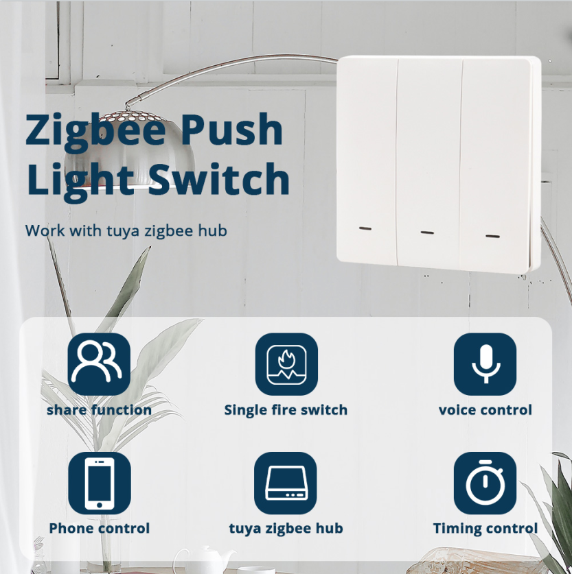 Zemismart Zigbee Light Switch Neutral Required EU Standard works with Tuya Alexa Google Home Timer Control Wall Push Button Switch