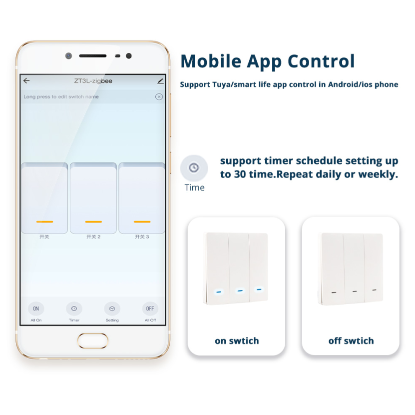 Zemismart Zigbee Light Switch Neutral Required EU Standard works with Tuya Alexa Google Home Timer Control Wall Push Button Switch