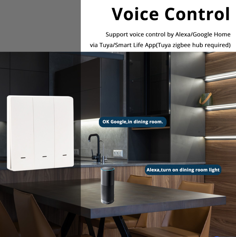 Zemismart Zigbee Light Switch Neutral Required EU Standard works with Tuya Alexa Google Home Timer Control Wall Push Button Switch