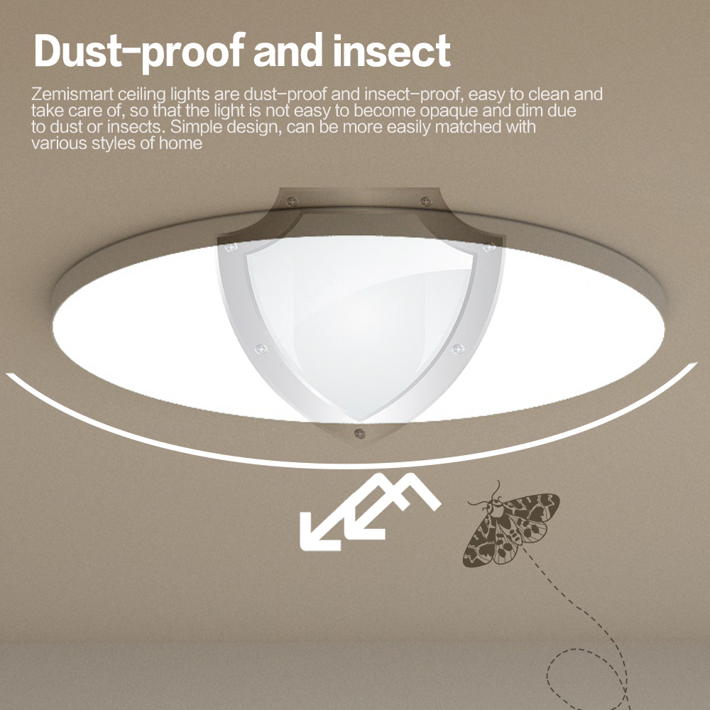 Zemismart WiFi Smart LED Ceiling Light RGBCW Dimmable Ultrathin Surface Mounting Lamp 24W works with Tuya Alexa Google Home Bathroom Lamp