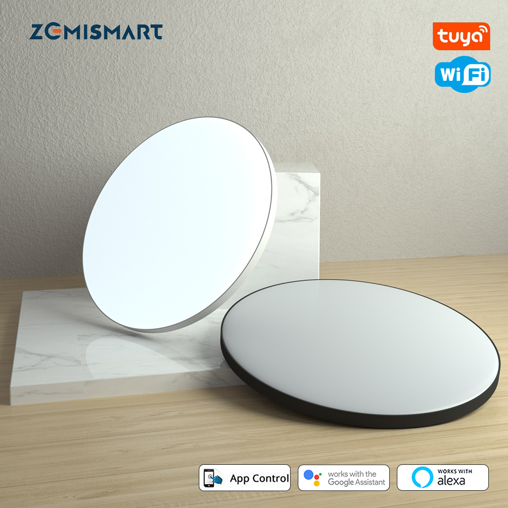 Zemismart WiFi Smart LED Ceiling Light RGBCW Dimmable Ultrathin Surface Mounting Lamp 24W works with Tuya Alexa Google Home Bathroom Lamp