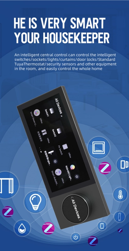 Zemismart 6 inches Smart Multi-functional Central Control HD LCD Touch Panel for Scenes Control WiFi BLE Zigbee Devices works with Tuya