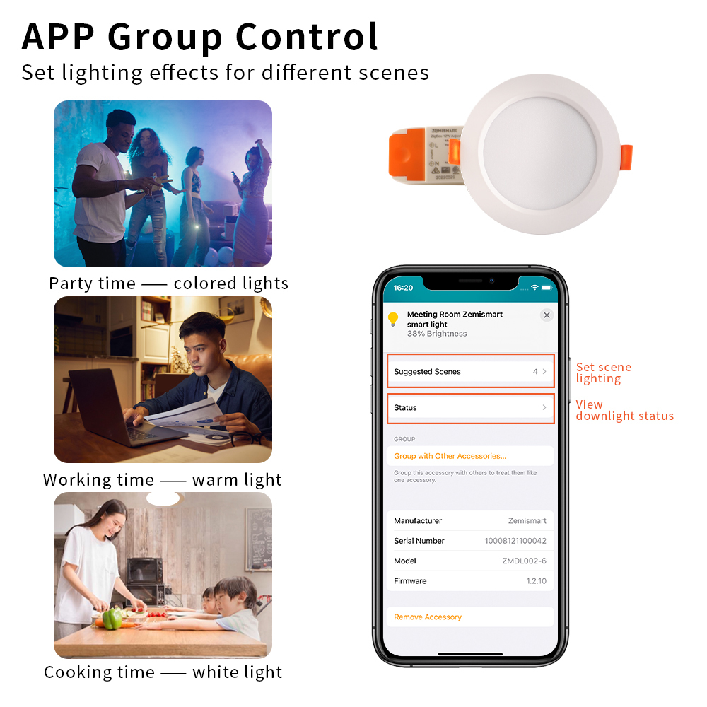 Zemismart WiFi HomeKit Smart LED Downlight 2.5 3.5 4 Inch Round Ceiling Lamp RGBCW Dimmable Spotlighting Siri Alexa Google Home