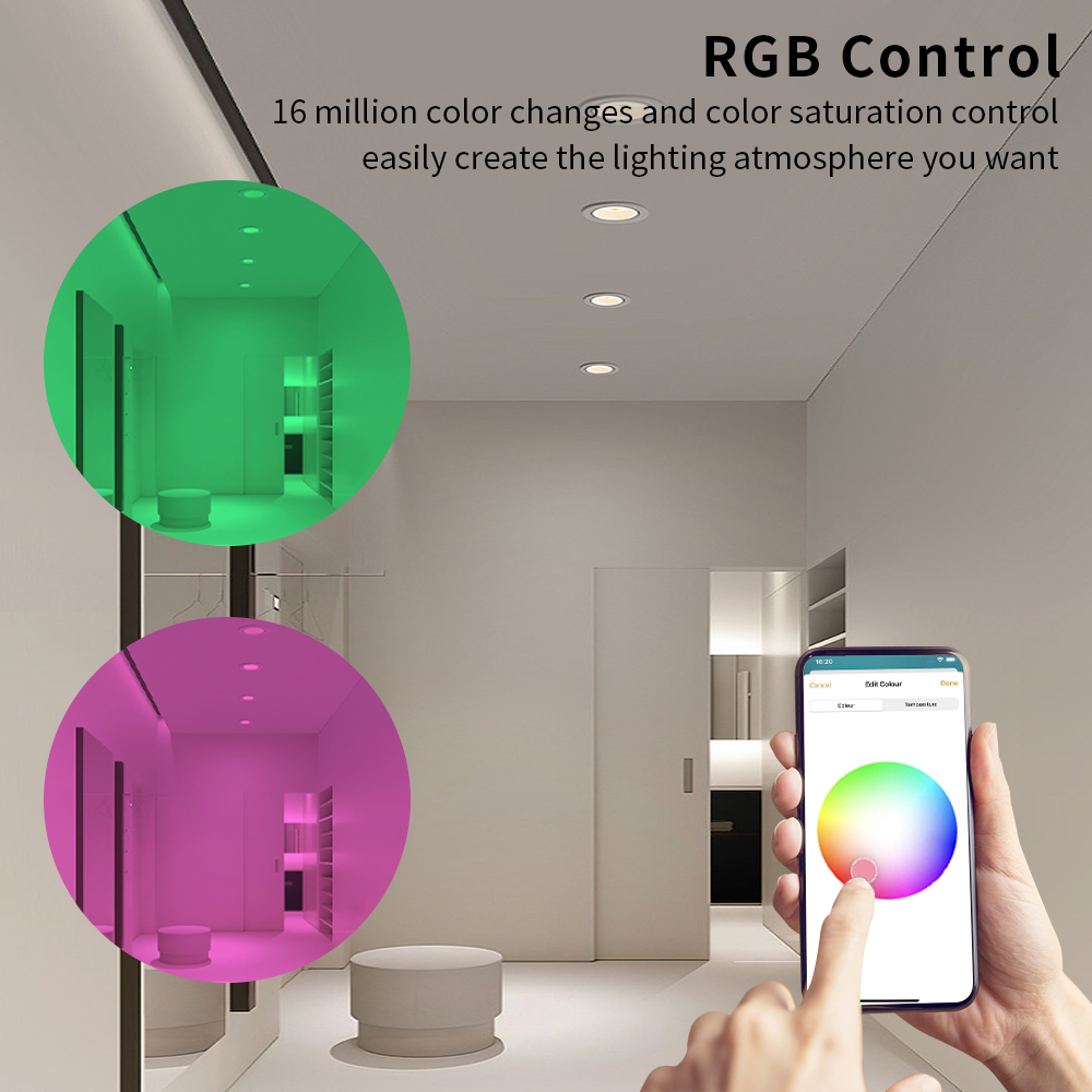 Zemismart WiFi HomeKit Smart LED Downlight 2.5 3.5 4 Inch Round Ceiling Lamp RGBCW Dimmable Spotlighting Siri Alexa Google Home