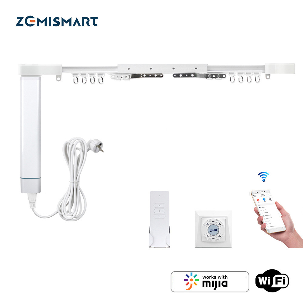 Zemismart Mijia WiFi Electric Curtain Rod work with Mihome APP，Alice Smart Control by ,RF Remote Control