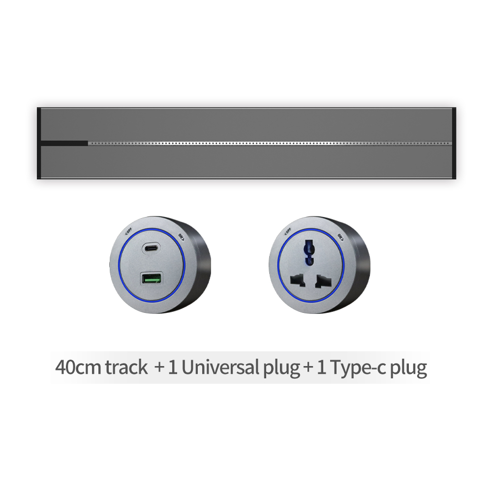 Zemismart Replaceable Wall Power Track with Moveable Sockets Home Appliances Universal Outlets Electric Plug Adapter with Type C