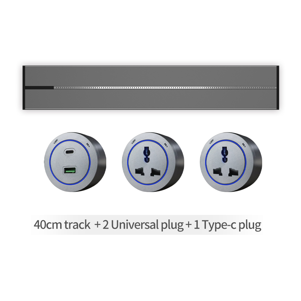 Zemismart Replaceable Wall Power Track with Moveable Sockets Home Appliances Universal Outlets Electric Plug Adapter with Type C