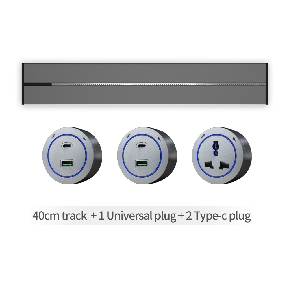 Zemismart Replaceable Wall Power Track with Moveable Sockets Home Appliances Universal Outlets Electric Plug Adapter with Type C