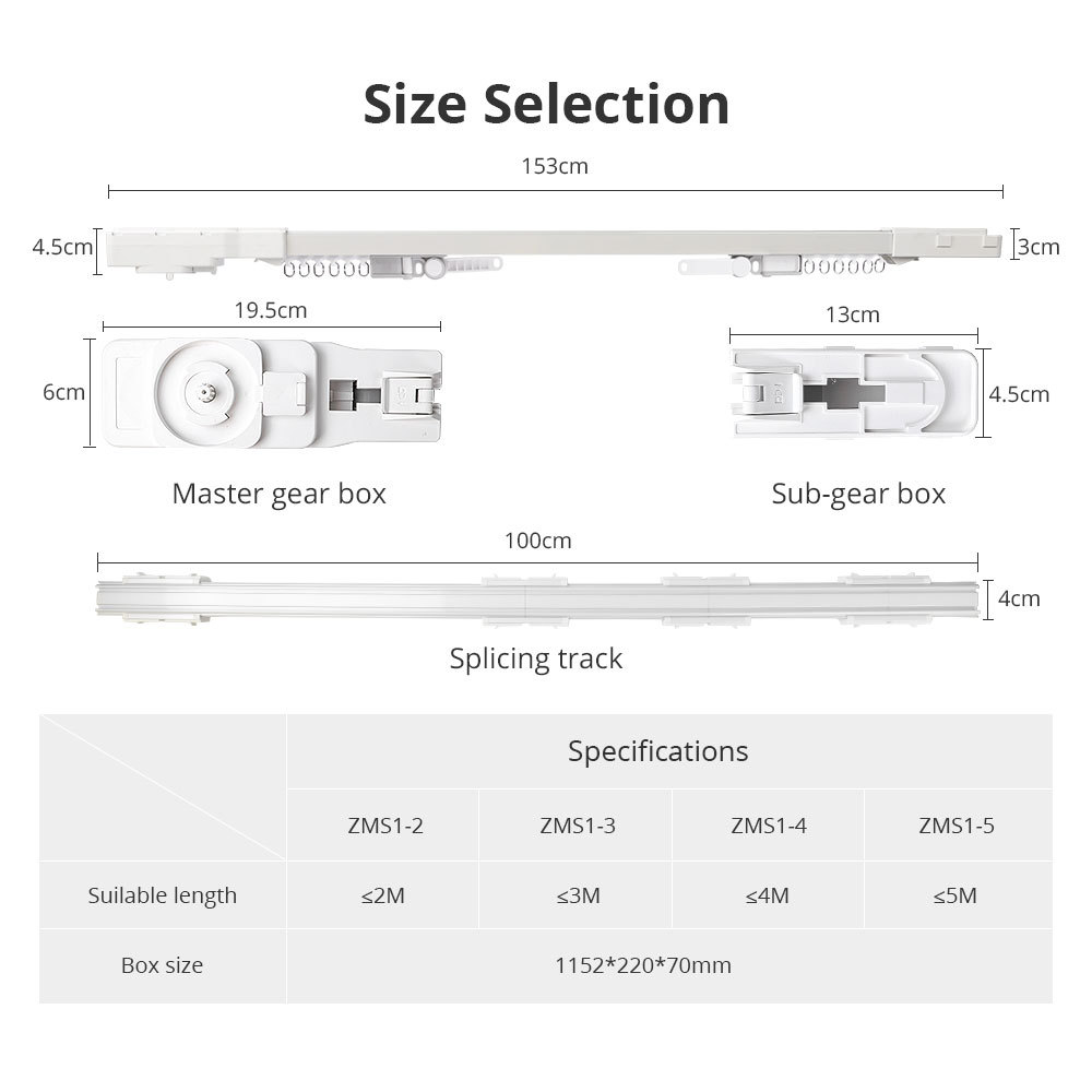 Zemismart WiFi Motorized Splicing Curtain Track Smart Electric Motor works with Tuya Alexa Google Home Voice Control Smart Life APP Timer