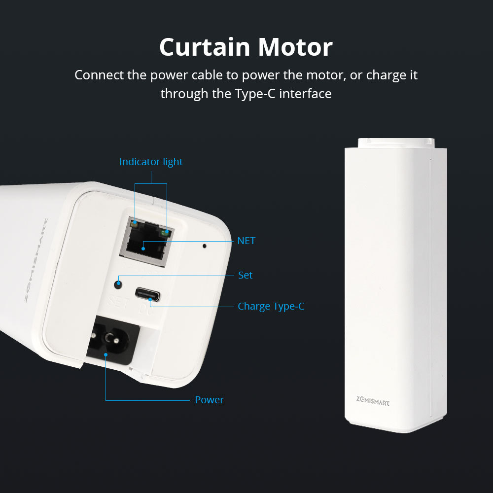 Zemismart WiFi Motorized Splicing Curtain Track Smart Electric Motor works with Tuya Alexa Google Home Voice Control Smart Life APP Timer