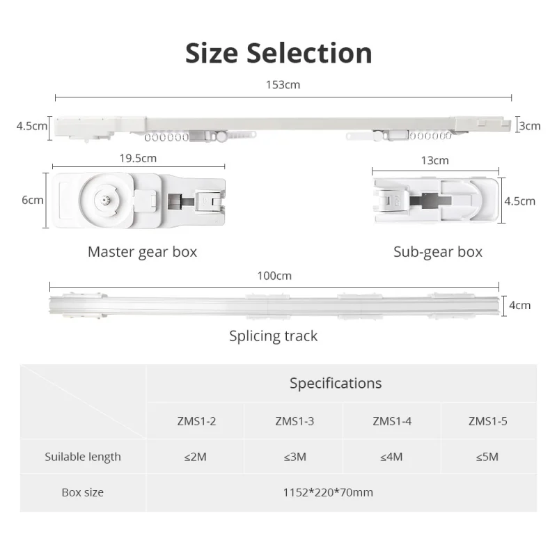 Zemismart Zigbee Electric Curtain Motor with Splicing Track Smart Motor works with Tuya Alexa Google Home Voice Control RF Remote Control