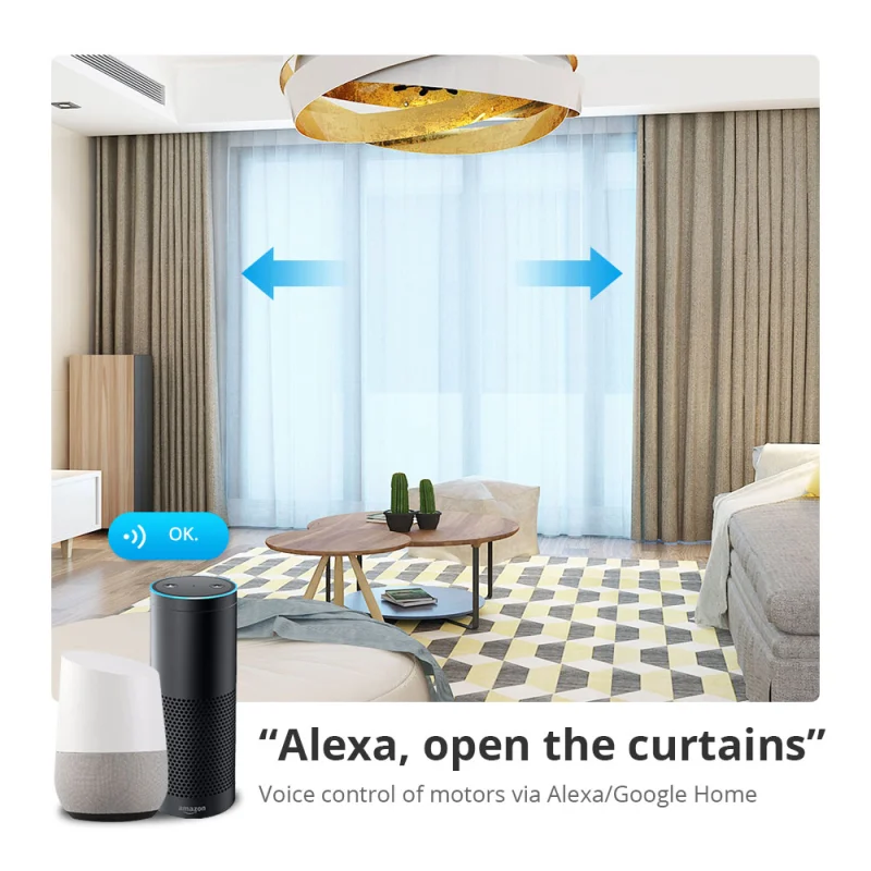 Zemismart Zigbee Electric Curtain Motor with Splicing Track Smart Motor works with Tuya Alexa Google Home Voice Control RF Remote Control