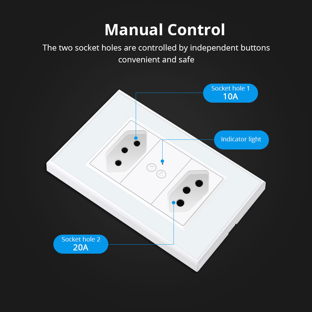 Zemismart New Design Zigbee Smart Brazil Socket 10A 20A Electric Brazilian Wall Dual Outlets works with Tuya Alexa Google HomeTimer Control