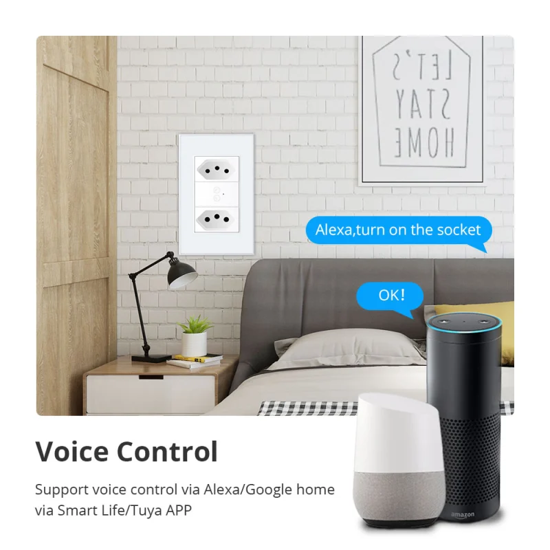 Zemismart New Design Zigbee Smart Brazil Socket 10A 20A Electric Brazilian Wall Dual Outlets works with Tuya Alexa Google HomeTimer Control