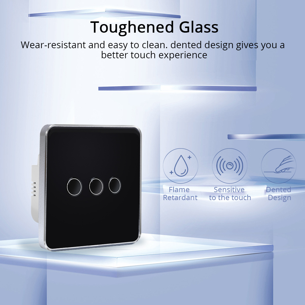 Zemismart Zigbee Smart Switch Neutral Required Tempered Glass Wall Panel Light Touch Switch works with Tuya Alexa Google Home Voice Control