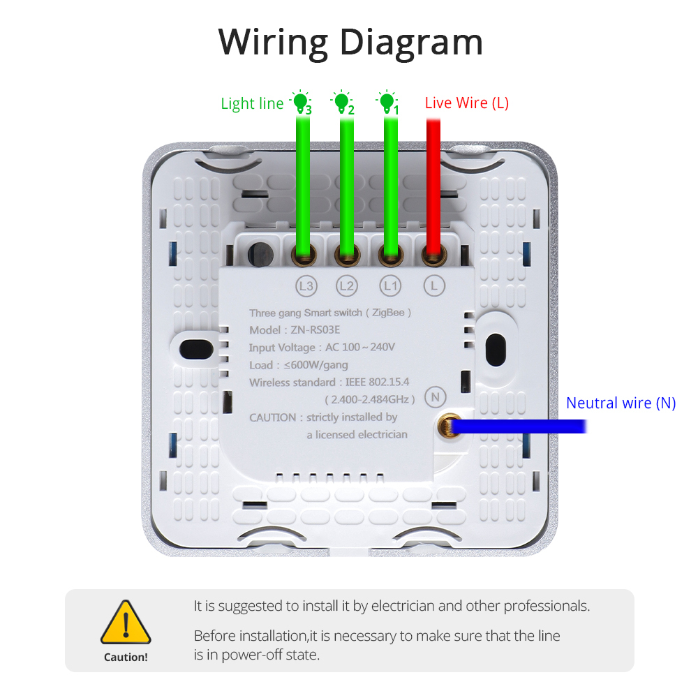 Zemismart Zigbee Smart Switch Neutral Required Tempered Glass Wall Panel Light Touch Switch works with Tuya Alexa Google Home Voice Control