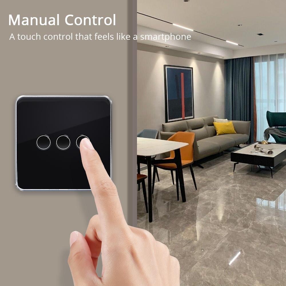Zemismart Zigbee Smart Switch Neutral Required Tempered Glass Wall Panel Light Touch Switch works with Tuya Alexa Google Home Voice Control