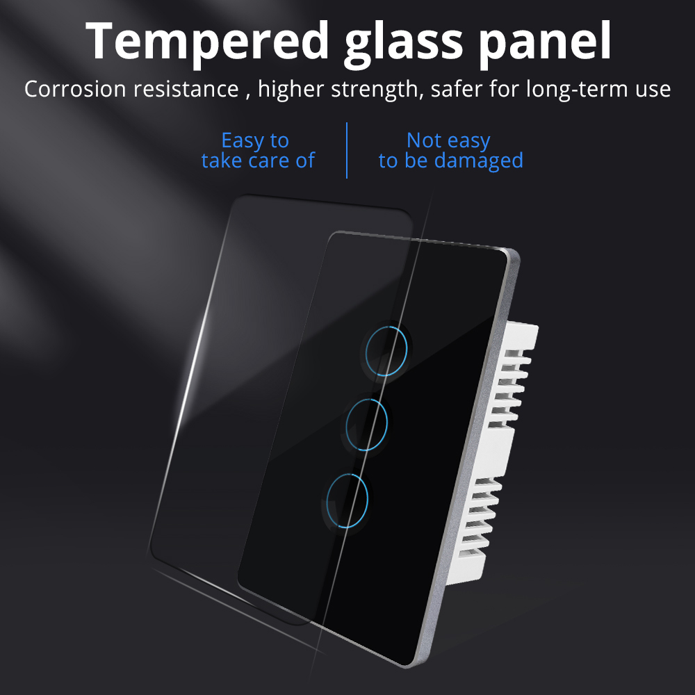 Zemismart Zigbee Smart Tempered Glass Wall Panel Light Touch Switch works with Tuya Alexa Google Home Siri Control Zemismart HomeKit Switch