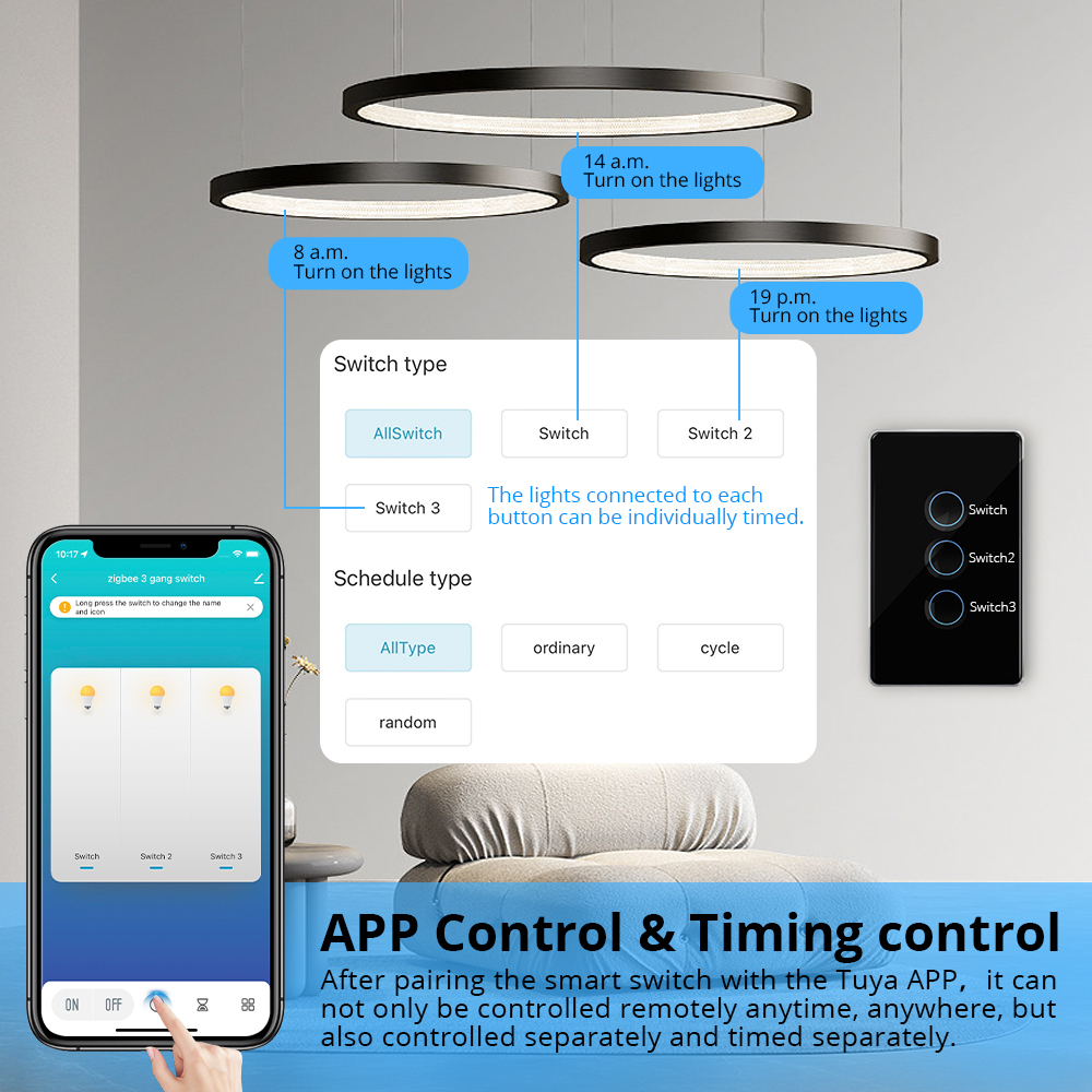 Zemismart Zigbee Smart Tempered Glass Wall Panel Light Touch Switch works with Tuya Alexa Google Home Siri Control Zemismart HomeKit Switch