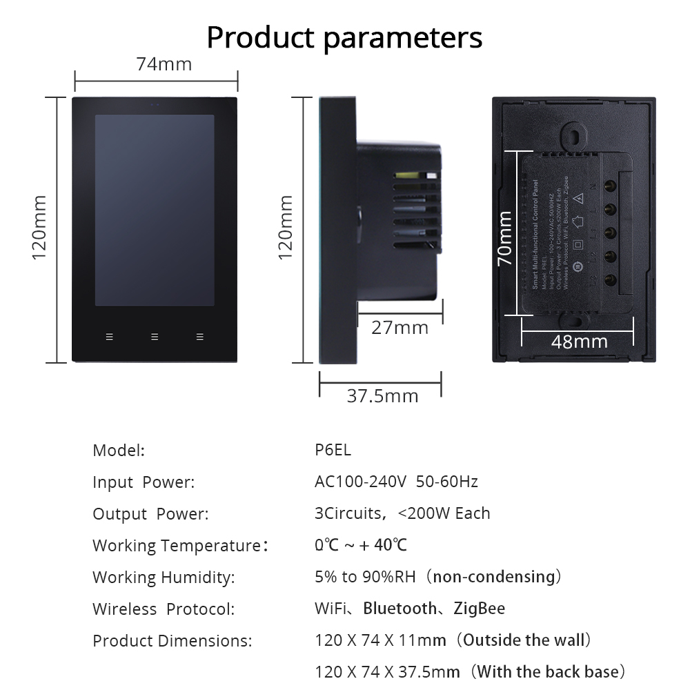 Zemismart Smart Central Control Touch Panel Built in Wireless Zigbee Hub US Multi-Control Panel works with Tuya Smart Life APP