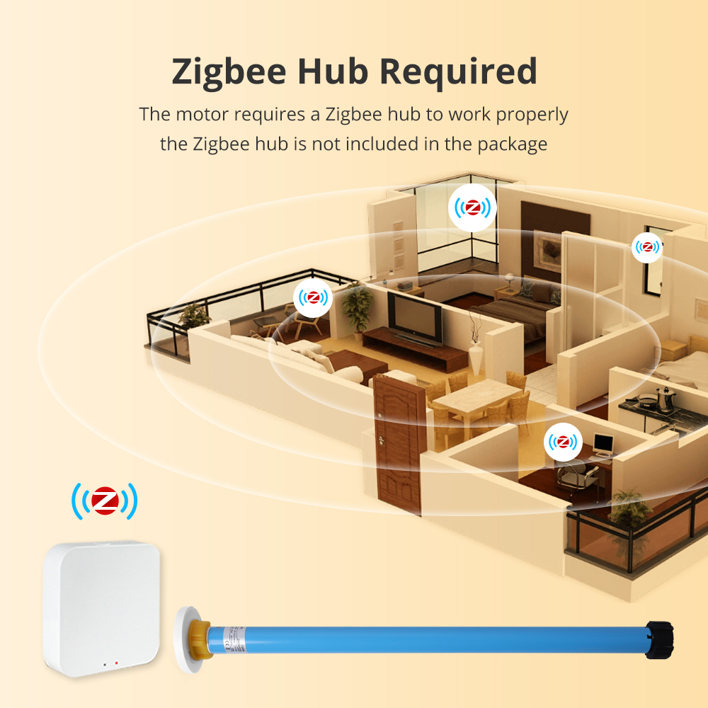 Zemismart Zigbee Roller Motor for 36 37mm Tube Rechargable Smart Electric Engine Tuya Alexa Google Home Smart Remote Control