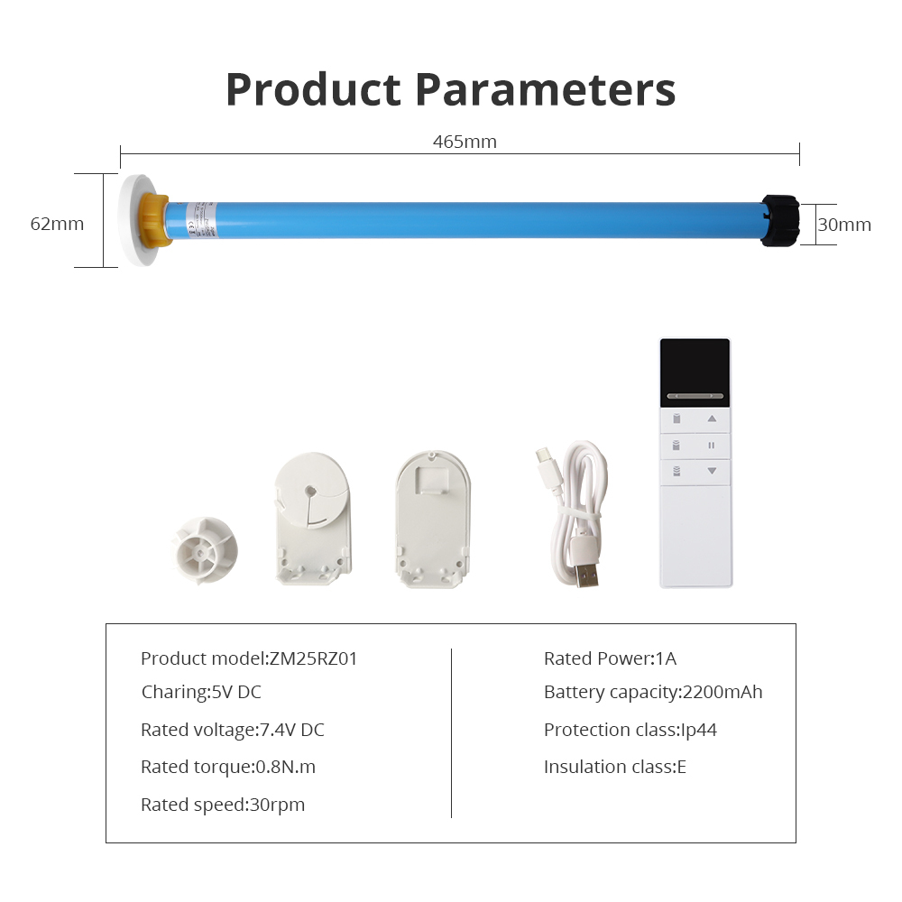 Zemismart Zigbee Roller Motor for 36 37mm Tube Rechargable Smart Electric Engine Tuya Alexa Google Home Smart Remote Control