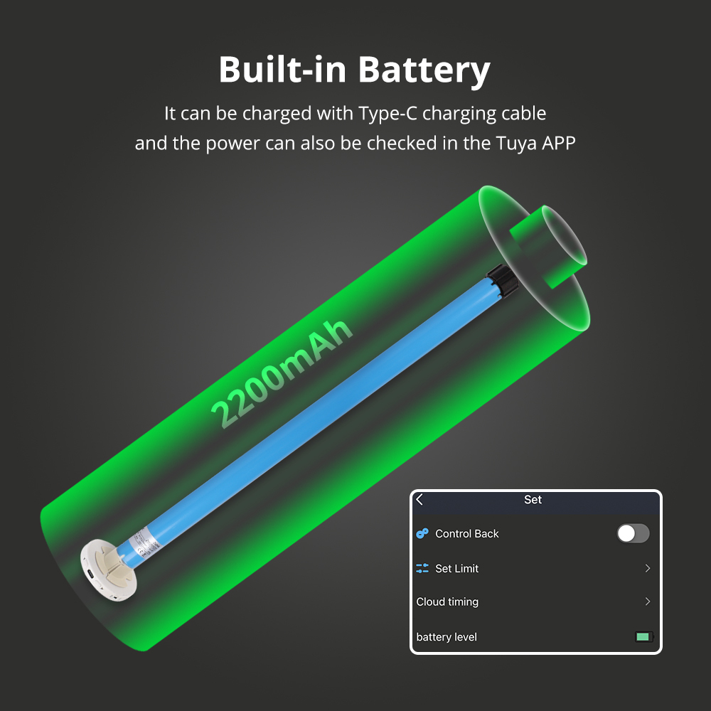 Zemismart Zigbee Roller Motor for 30mm Tube Rechargable Smart Electric Engine Alexa Google Assistant Smart Remote Control